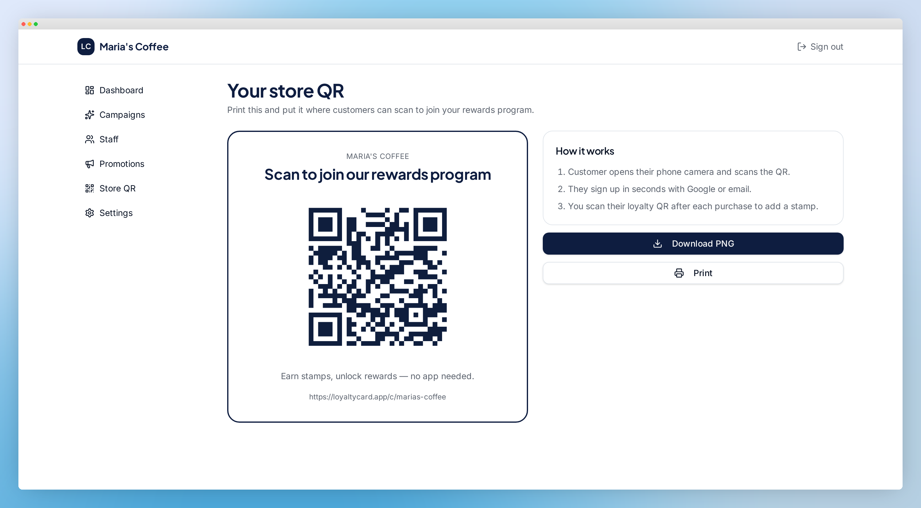Store QR — Print a ready-to-display join QR